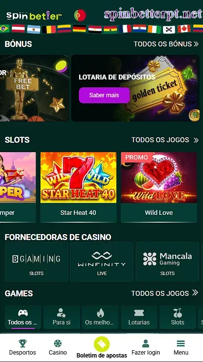 Página inicial da SpinBetter Portugal